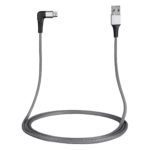 Кабель 2E USB 2.0 USB MicroUSB Flat Fabric Right Angle 1m Grey