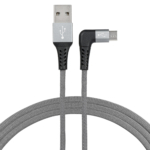 Кабель 2E USB 2.0 USB MicroUSB Flat Fabric Right Angle 1m Grey