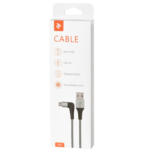 Кабель 2E USB 2.0 USB MicroUSB Flat Fabric Right Angle 1m Grey