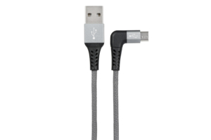 Кабель 2E USB 2.0 USB MicroUSB Flat Fabric Right Angle 1m Grey