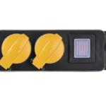 Surge protector 2E with 2 sockets and a switch, IP44, 3G1.5, 3m, black