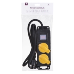 Surge protector 2E with 2 sockets and a switch, IP44, 3G1.5, 3m, black