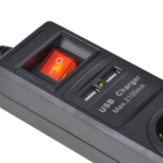 Мережевий фільтр 2Е на 3 розетки з вимикачем, 2хUSB, 3G1.5, 1.8м, чорний