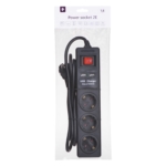 Мережевий фільтр 2Е на 3 розетки з вимикачем, 2хUSB, 3G1.5, 1.8м, чорний