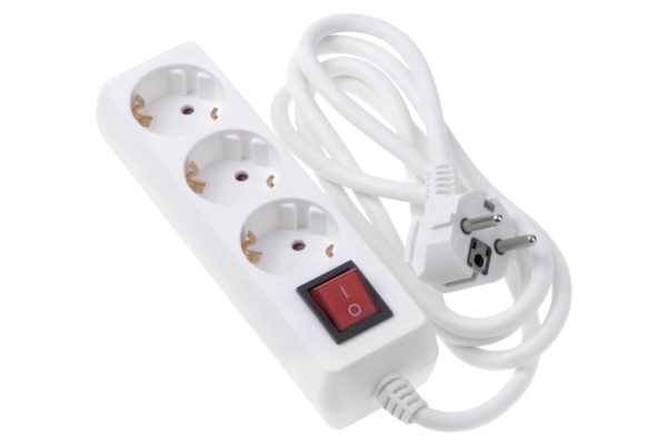 Surge protector 2E with 3 sockets and a switch3G1.5, 1.8m, white
