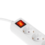 Surge protector 2E with 3 sockets and a switch3G1.5, 1.8m, white