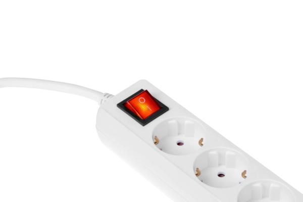 Surge protector 2E with 3 sockets and a switch3G1.5, 1.8m, white