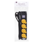 Surge protector 2E with 4 sockets and a switch, IP44, 3G1.5, 3m, black