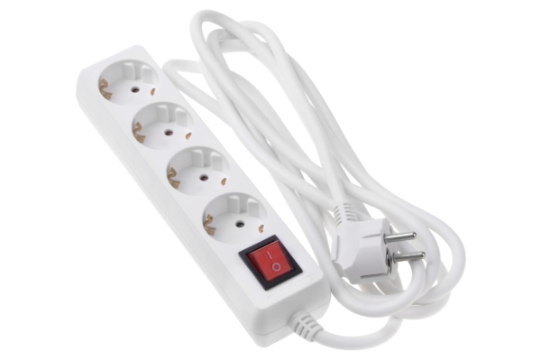 Surge protector 2Е with 4 sockets and a switch 3G1.5, 3m, white
