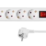 Surge protector 2Е with 4 sockets and a switch 3G1.5, 3m, white