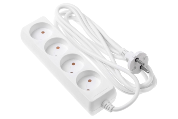 Extension cord 2E with 4 sockets, 3m, white