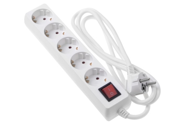 Surge protector 2E with 5 sockets and a switch 3G1.5, 1.8m, white