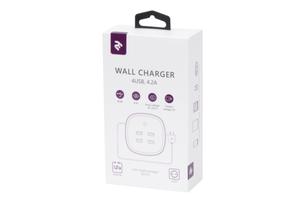 2E Wall Charger 4USB, 4.2A White