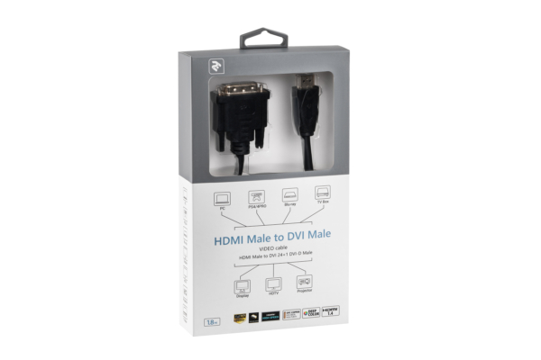 2E Кабель HDMI TO DVI 24+1, Molding Type, 1.8m, Black