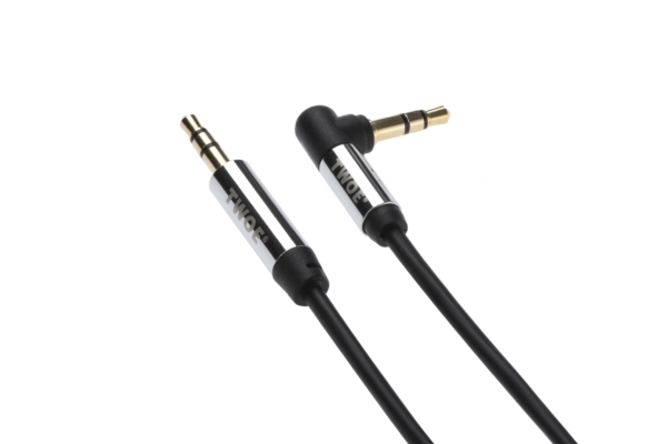 Cable 2E audio (jack 3.5mm-M/jack 3.5mm-M) right angel, Coiled 1.8m Black