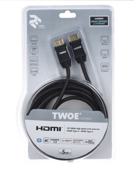 Cable 2Е HDMI 2.0 (AM/AM) High Speed, Alumium Black 5m