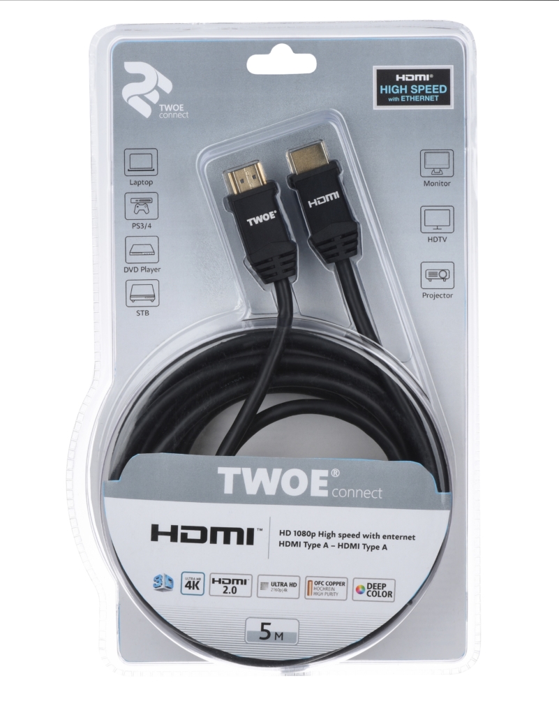 Cable 2Е HDMI 2.0 (AM/AM) High Speed, Alumium Black 5m