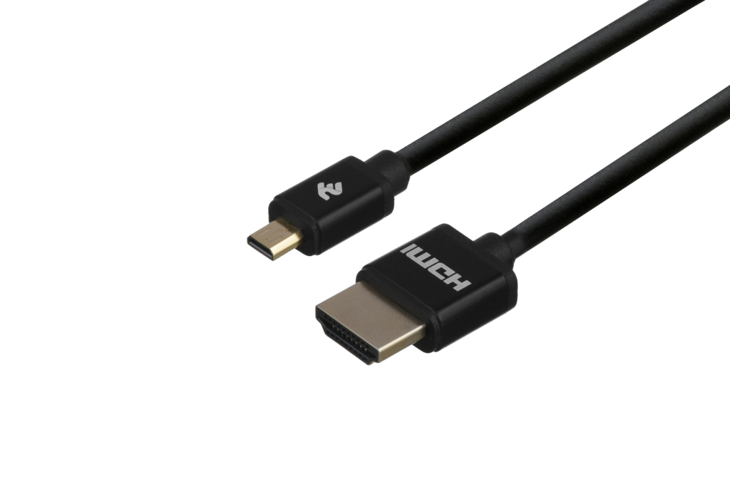 Cable 2Е Ultra Slim HDMI 1.4 (AM/microAM) High Speed, Alumium Black 2m