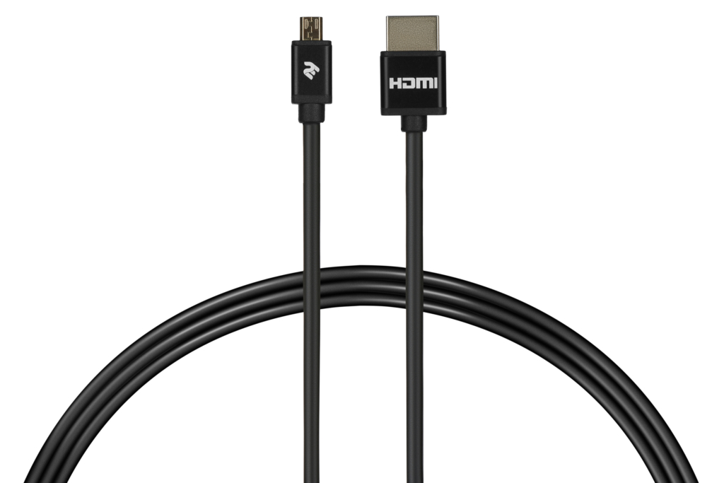 Cable 2Е Ultra Slim HDMI 1.4 (AM/microAM) High Speed, Alumium Black 2m
