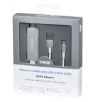 Adapter 2E Lightning to HDMI with USB A Male Cable, Aluminum Shell, 2 m