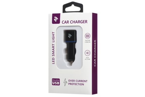 2E Dual USB Car Charger 2.4Ax2.4A Black