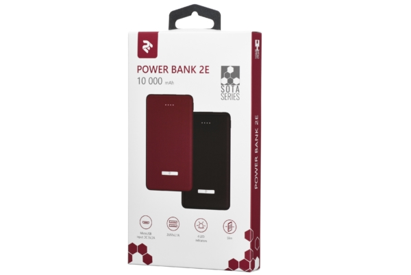 Power Bank 2Е SOTA series Slim 10000 мАч Red