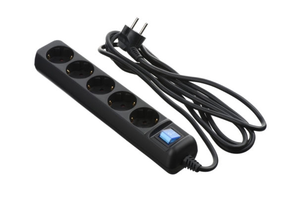Surge Protector 2E with 5 sockets and a switch 3G1.0, 3m, black