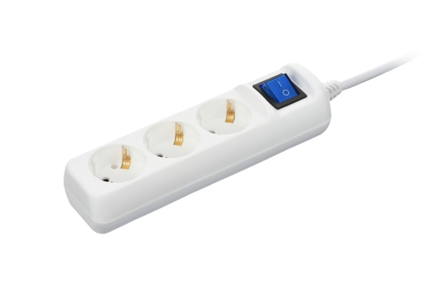 Surge Protector 2E with 3 sockets and a switch 3G1.0, 5m, white