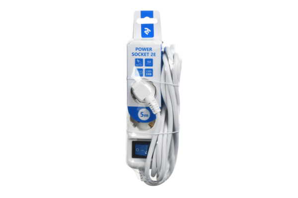 Surge Protector 2E with 3 sockets and a switch 3G1.0, 5m, white