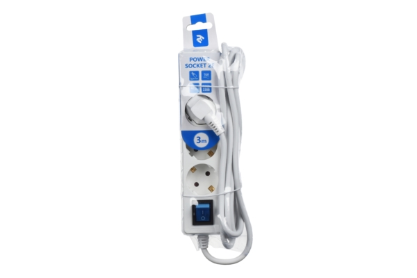 Surge Protector 2E with 4 sockets and a switch 3G1.0, 3m, white