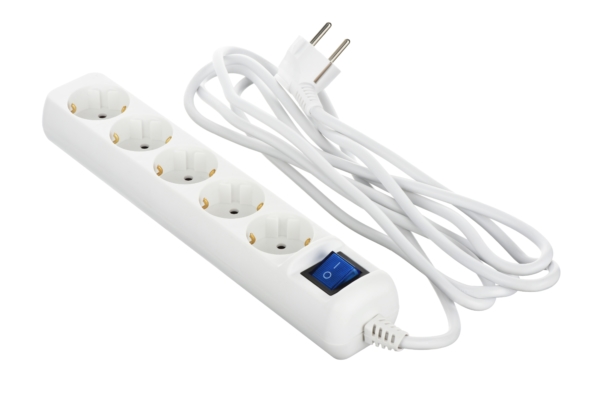Surge Protector 2E with 5 sockets and a switch 3G1.0, 5m, white