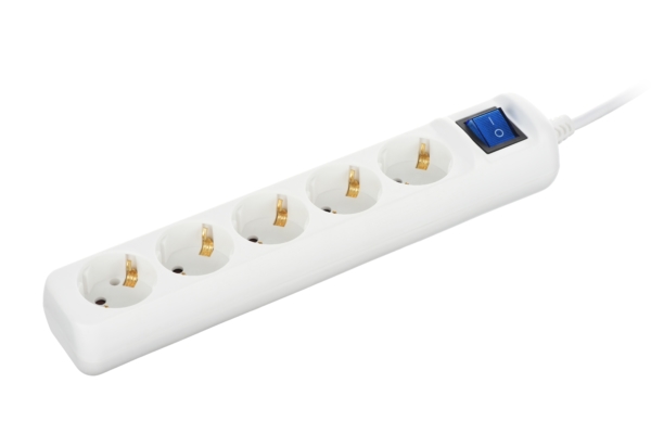 Surge Protector 2E with 5 sockets and a switch 3G1.0, 5m, white
