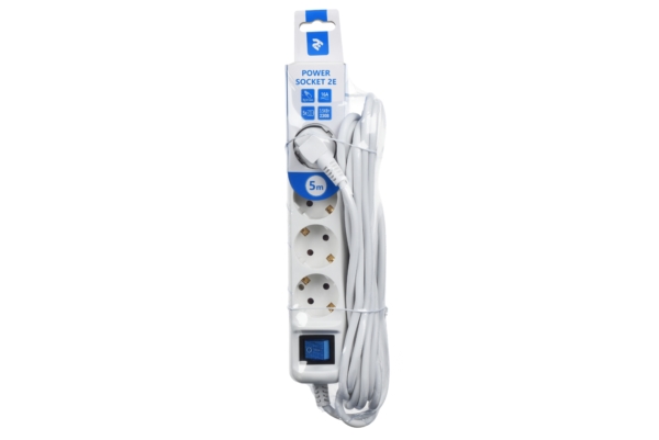 Surge Protector 2E with 5 sockets and a switch 3G1.0, 5m, white