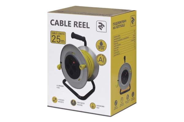 Extension Cord Reel 2E with 4XSchuko Plug, IP20, 3Gx1.5mm, 25 m