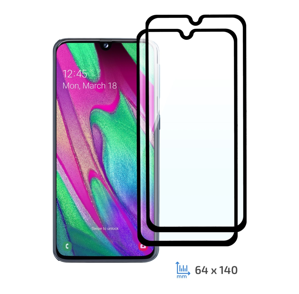 Protective Glass Set 2 in 1 2E Basic for Samsung Galaxy A40, FCFG, Black