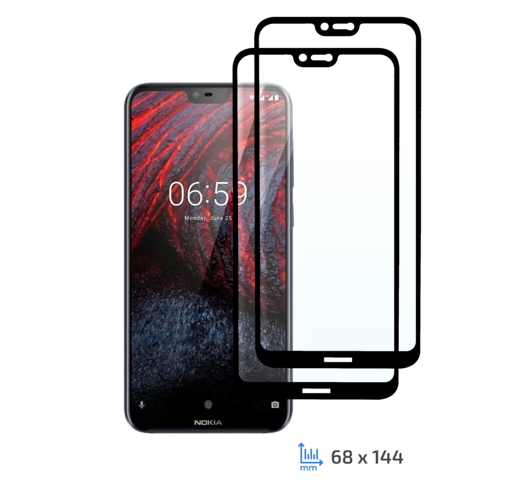Protective Glass Set 2 in 1 2E Basic for Nokia 6.1 Plus, FCFG, Black