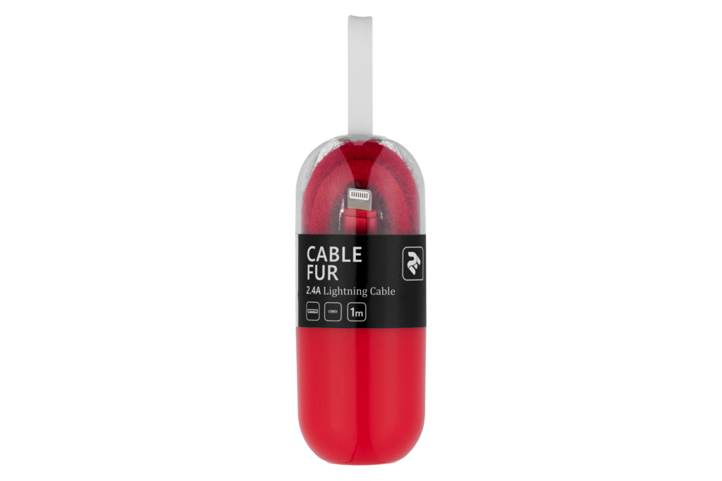 Кабель 2E Fur USB 2.0 to Lightning Cable, 1м, Red