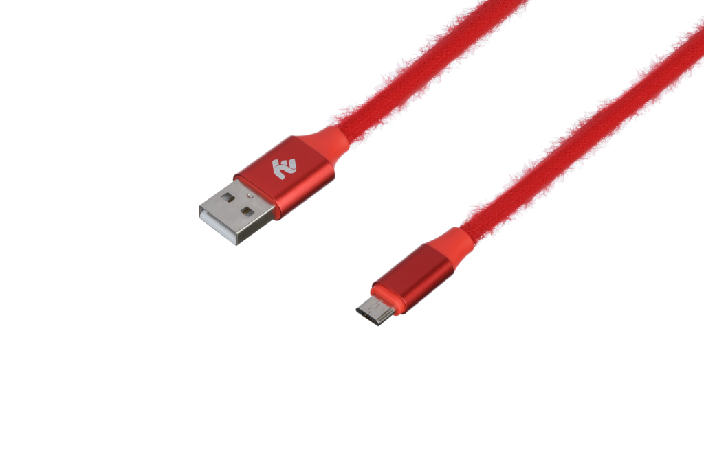 2E Fur USB 2.0 to MicroUSB Cable, 1m, Red