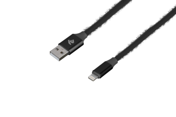Кабель 2E Fur USB 2.0 to Lightning Cable, 1м, Black