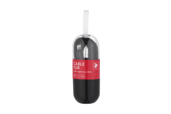 Кабель 2E Fur USB 2.0 to Lightning Cable, 1м, Black