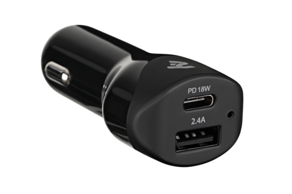2E Dual USB Car Charger, Power Delivery, USB 2.4A, 30W, Black