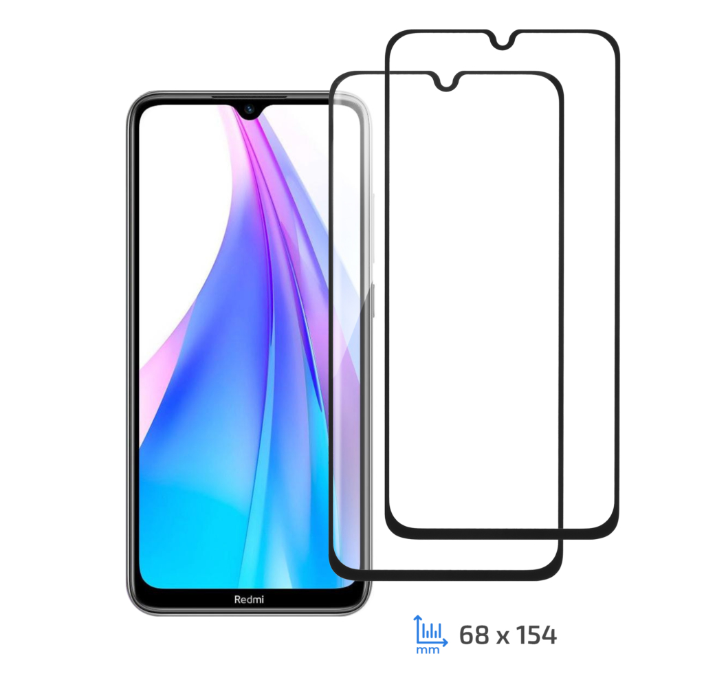 2E 2 in 1 Protective glass set for Xiaomi Redmi Note 8T, 2.5D FCFG, Black