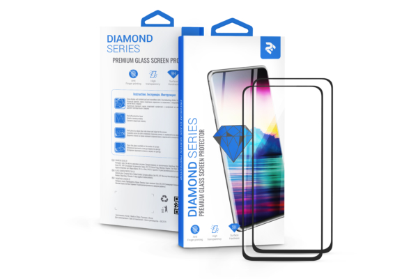 2E 2 in 1 Potective glass set for Samsung Galaxy M10s, 2.5D FCFG, Black