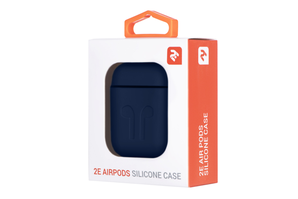 2E earphone case for Apple AirPods, Pure Color Silicone Imprint (1.5mm), Navy