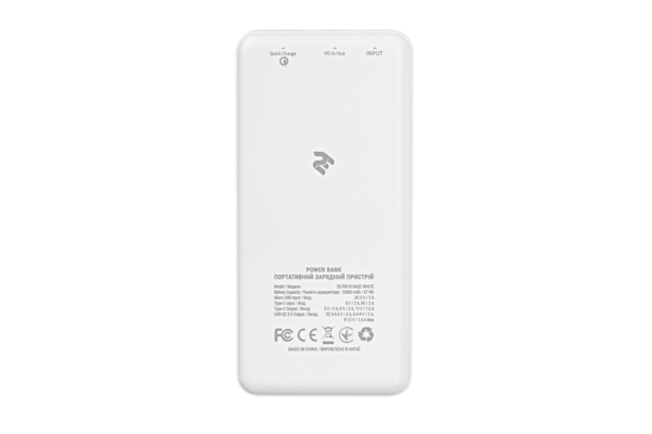 Power Bank 2E 10000 мАч PD Quick Charge White
