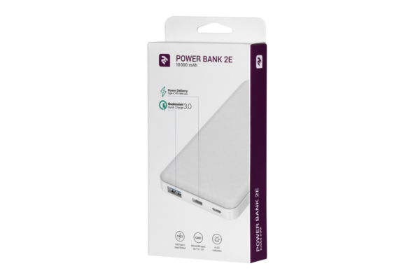 Power Bank 2E 10000 мАч PD Quick Charge White
