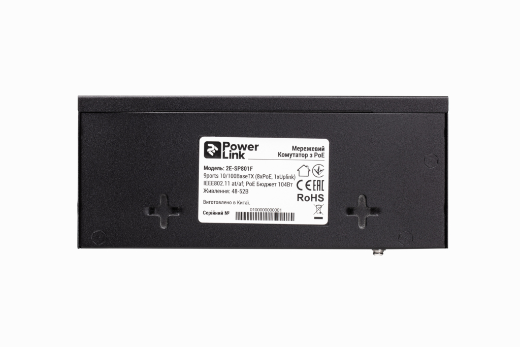 2E Комутатор PowerLink SP801F 9xFE (8xFE PoE, 1xFE Uplink, 104W), некерований
