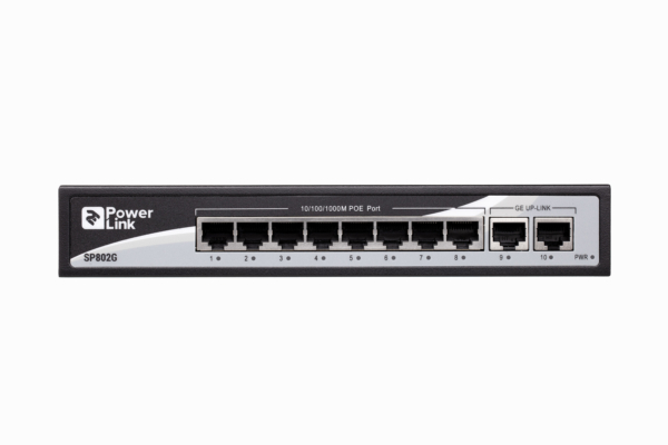 Switch 2E PowerLink SP802G 10xGE (8xGE PoE, 2xGE Uplink, 150W), unguided