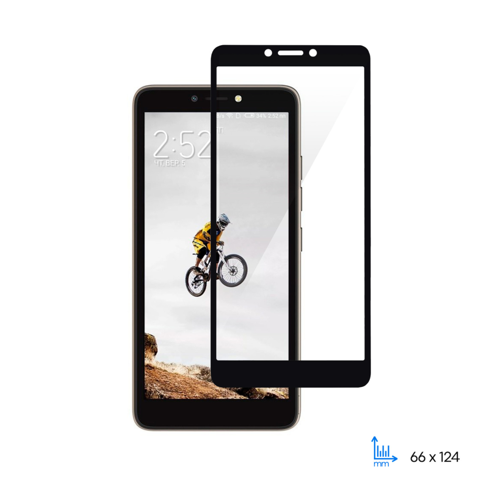 Protective glass 2E Basic for TECNO POP 2F (B1F), 2.5D FCFG, black border