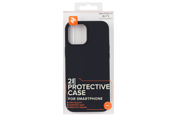 Чехол 2Е для Apple iPhone 12 (6.1″), Liquid Silicone, Black
